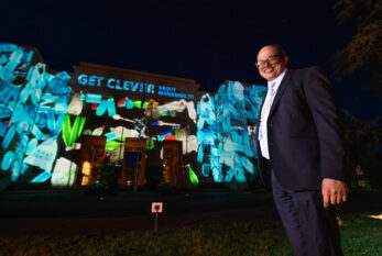 UN Palais des Nations shines bright during the BRS COPs Plastics Forum